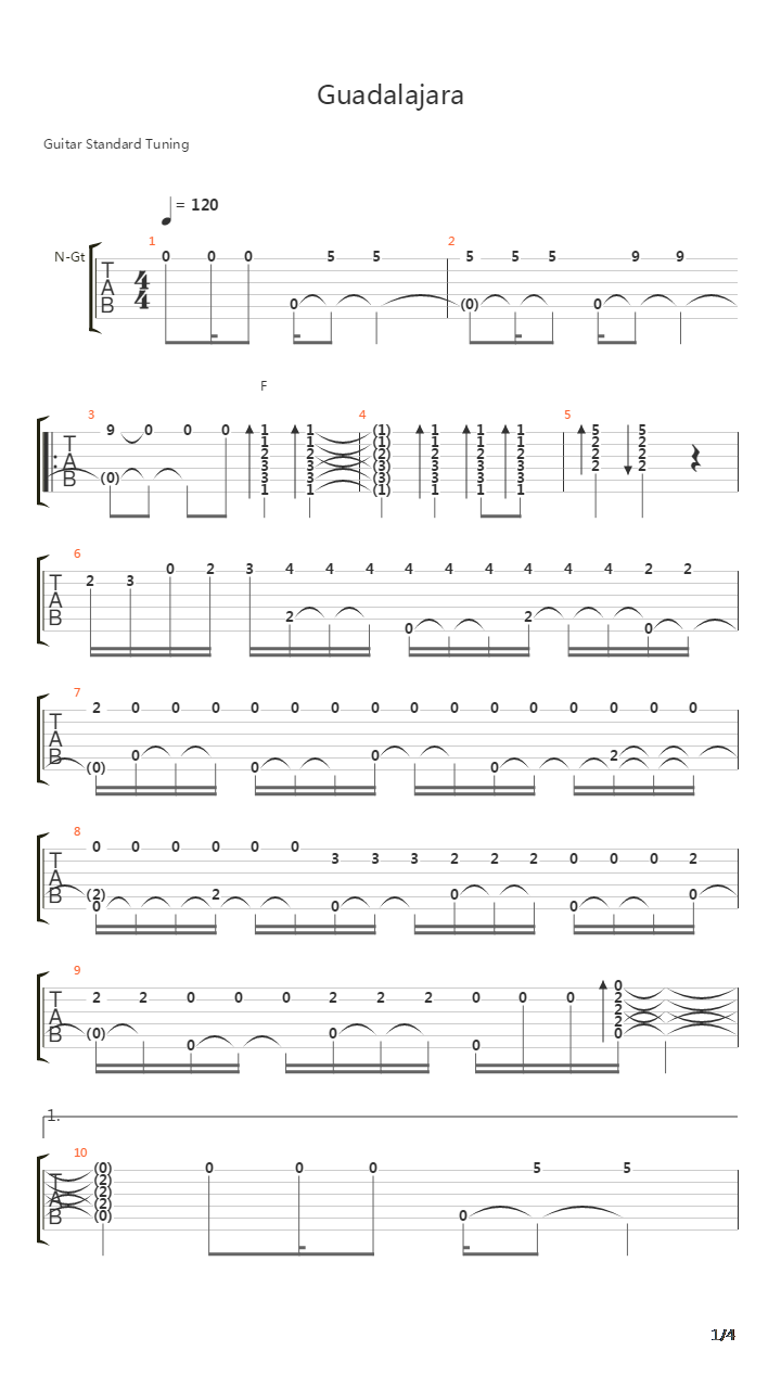 Guadalajara吉他谱