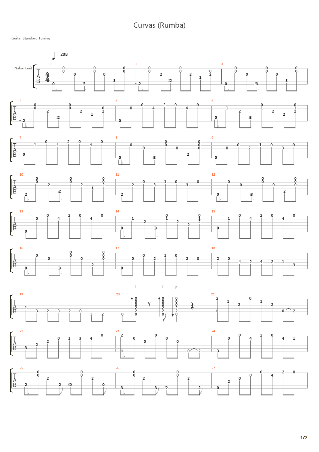 Curvas (Rumba)吉他谱