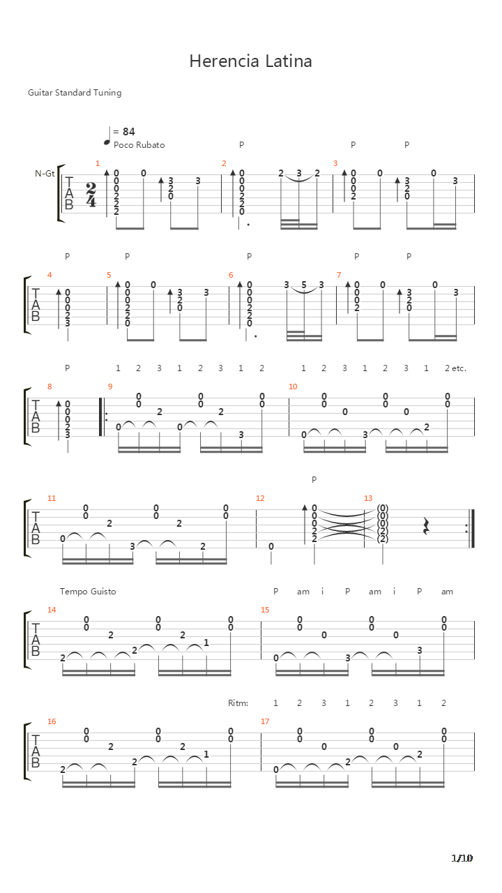 Herencia Latina吉他谱
