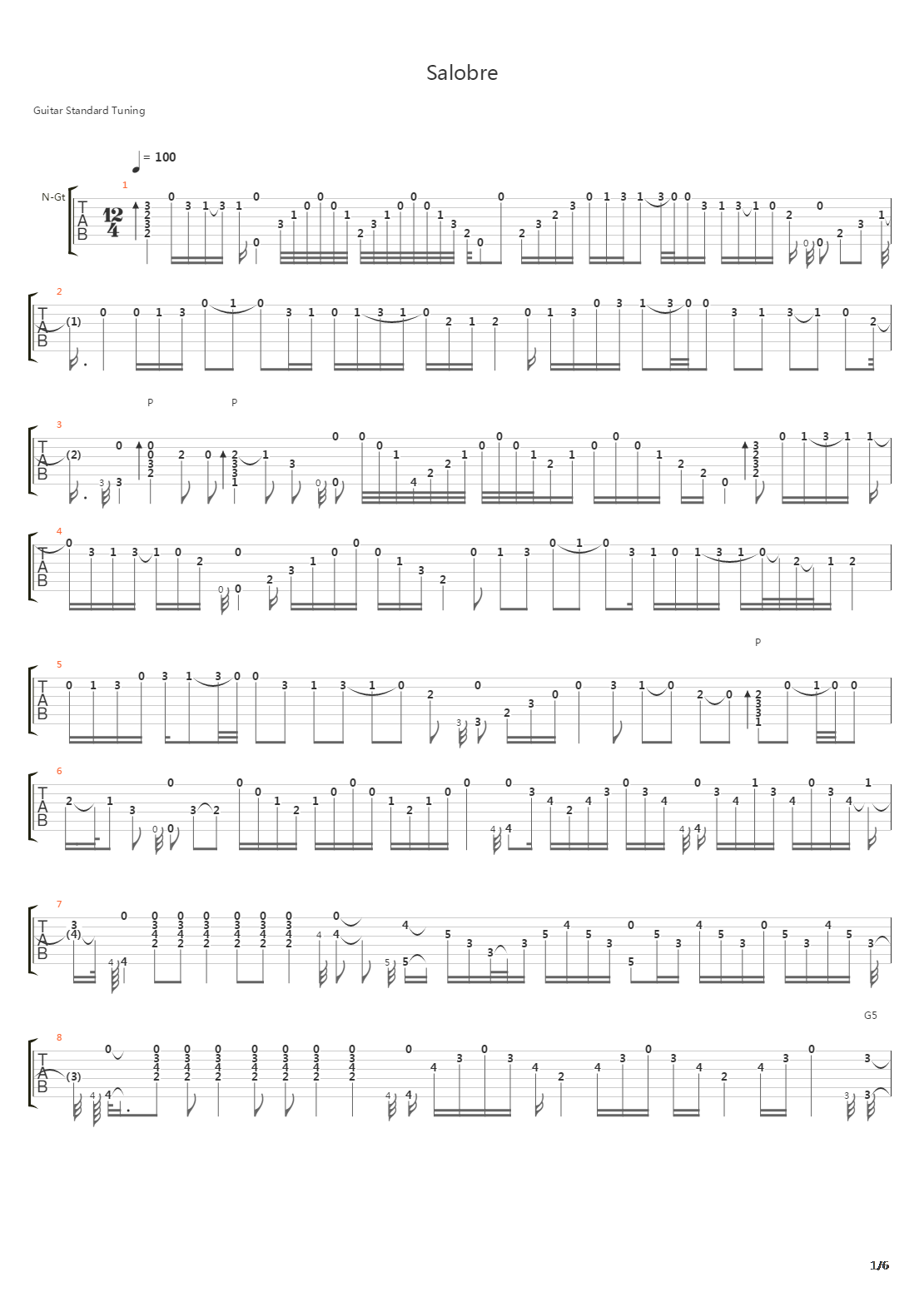 Salobre吉他谱