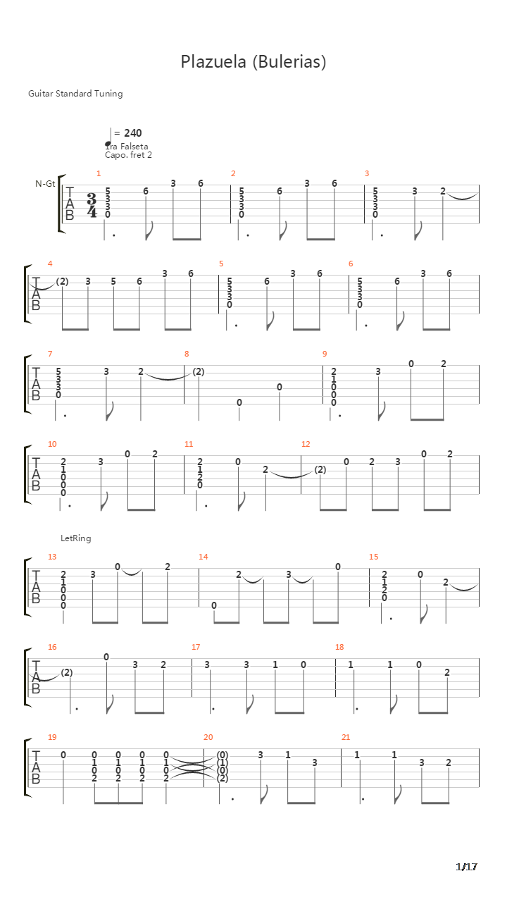 Plazuela吉他谱