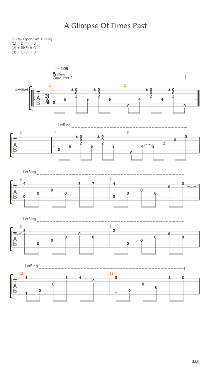 A Glimpse Of Times Past吉他谱