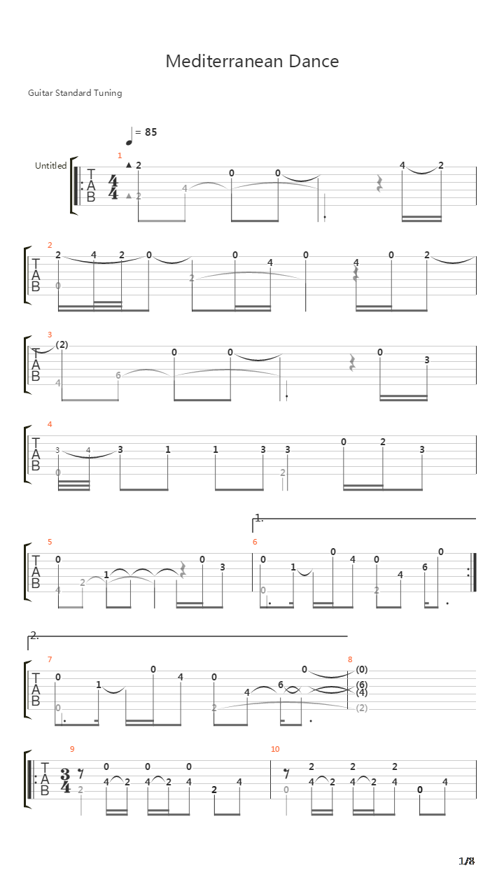 Mediterranean Dance吉他谱