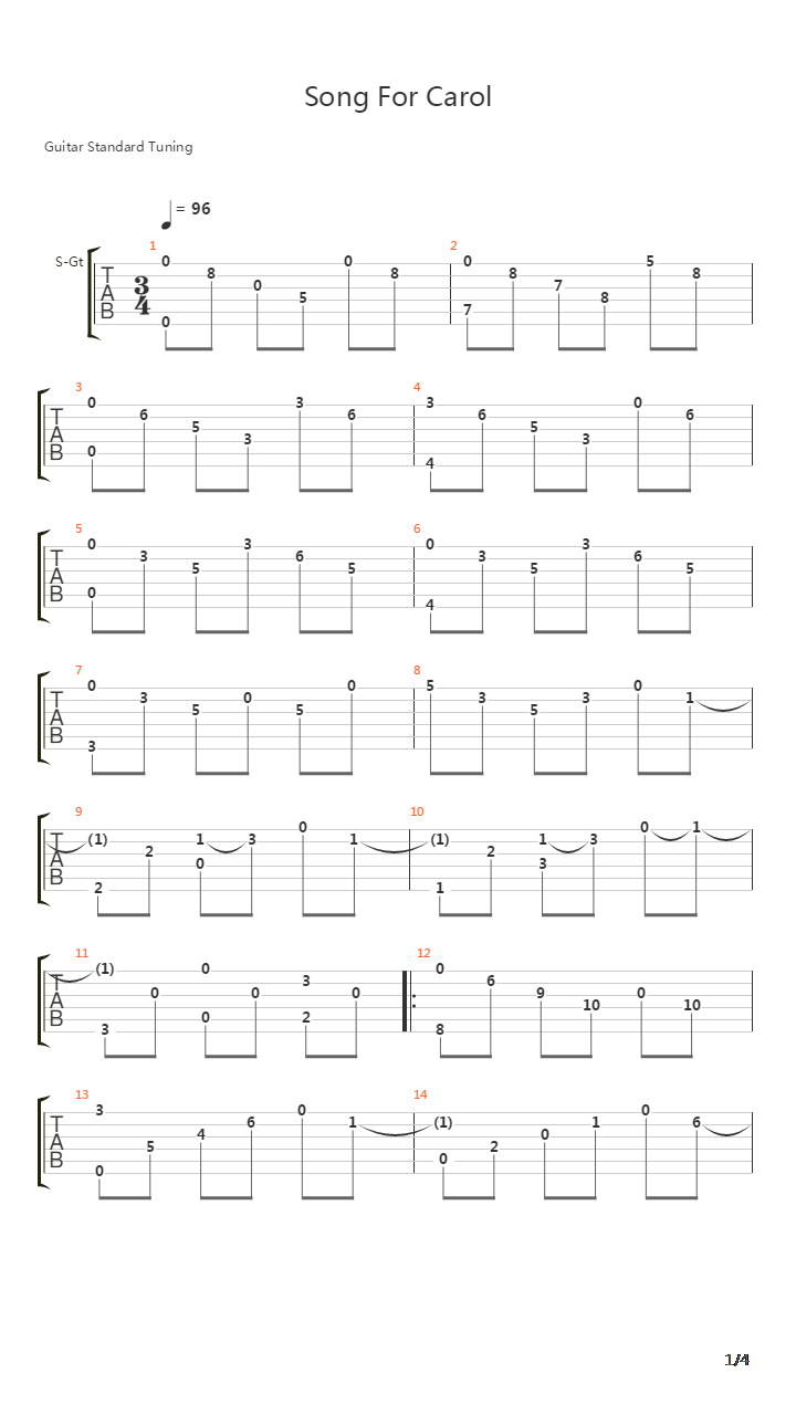 Song For Carol吉他谱