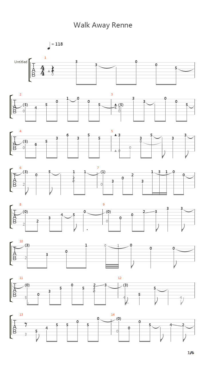 Walk Away Renee吉他谱