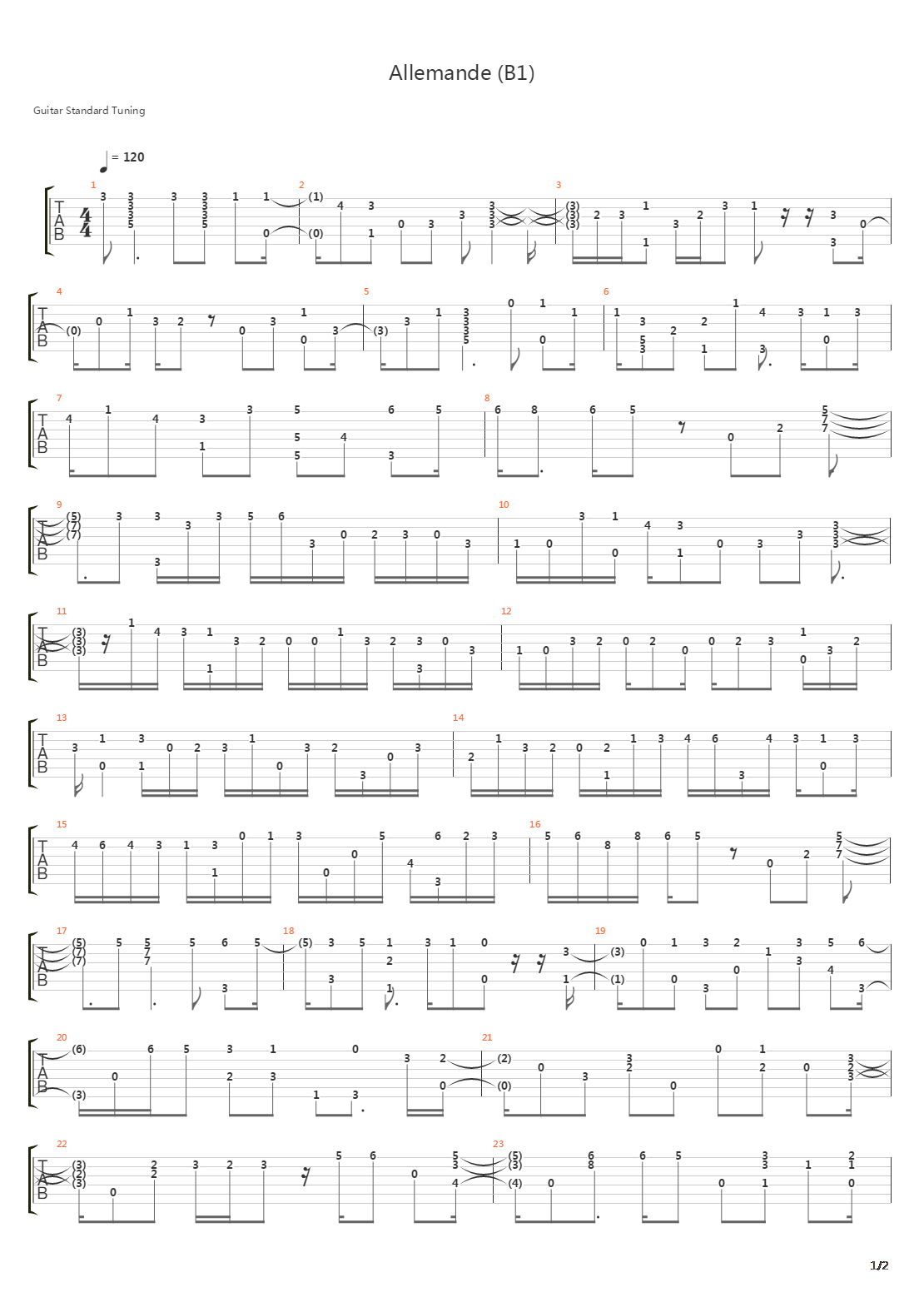 Allemande B1吉他谱