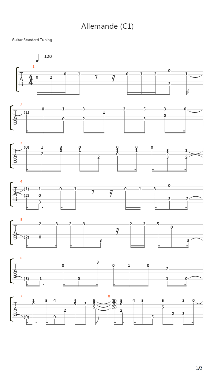 Allemande C1吉他谱