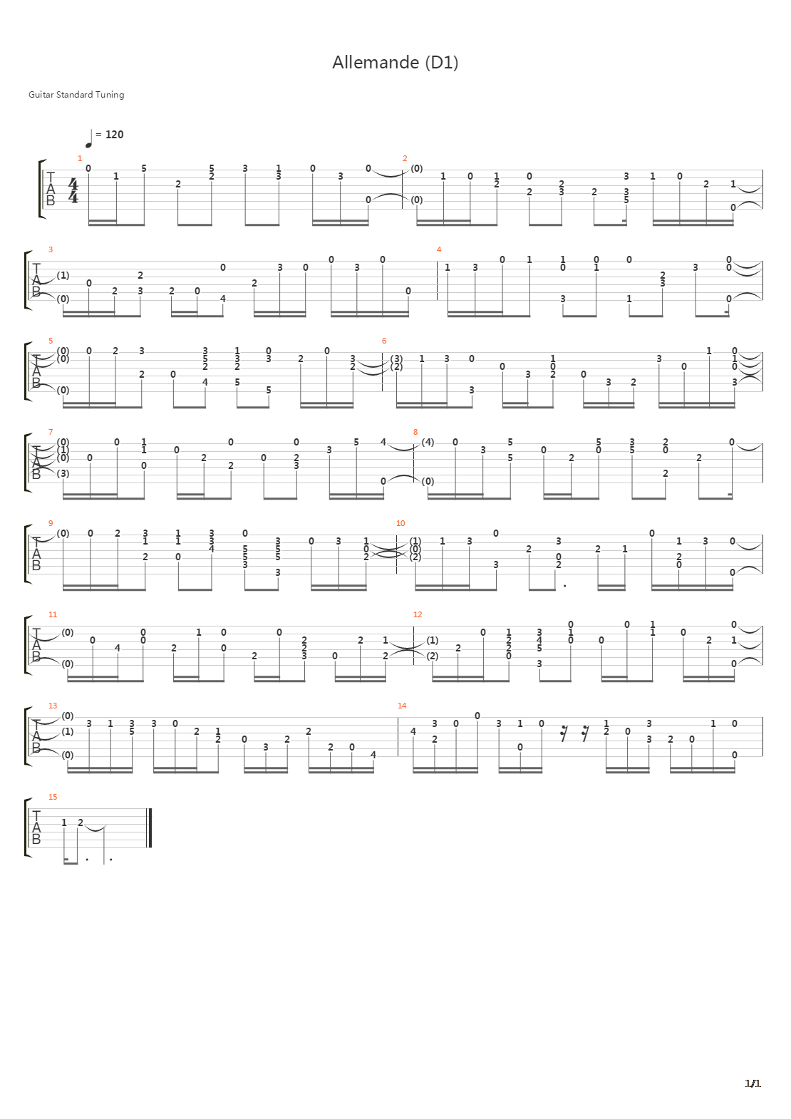 Allemande D1吉他谱