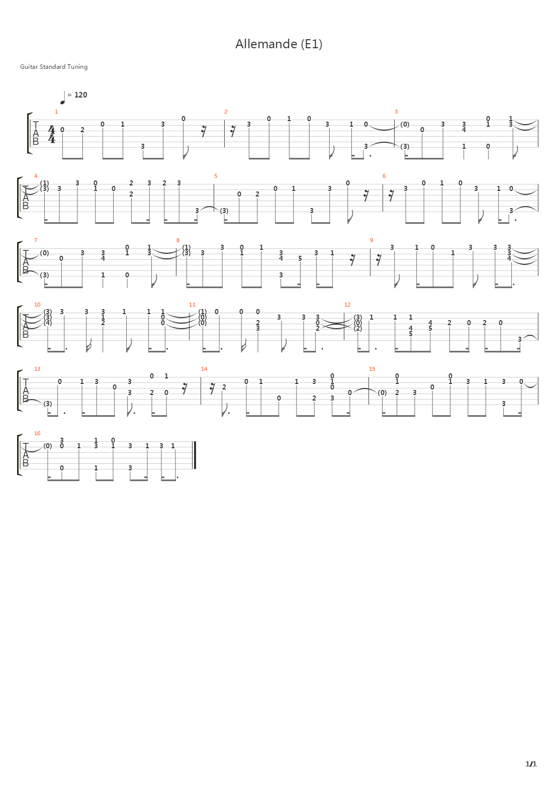 Allemande E1吉他谱