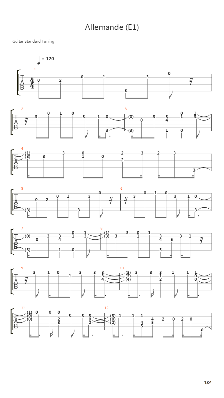 Allemande E1吉他谱