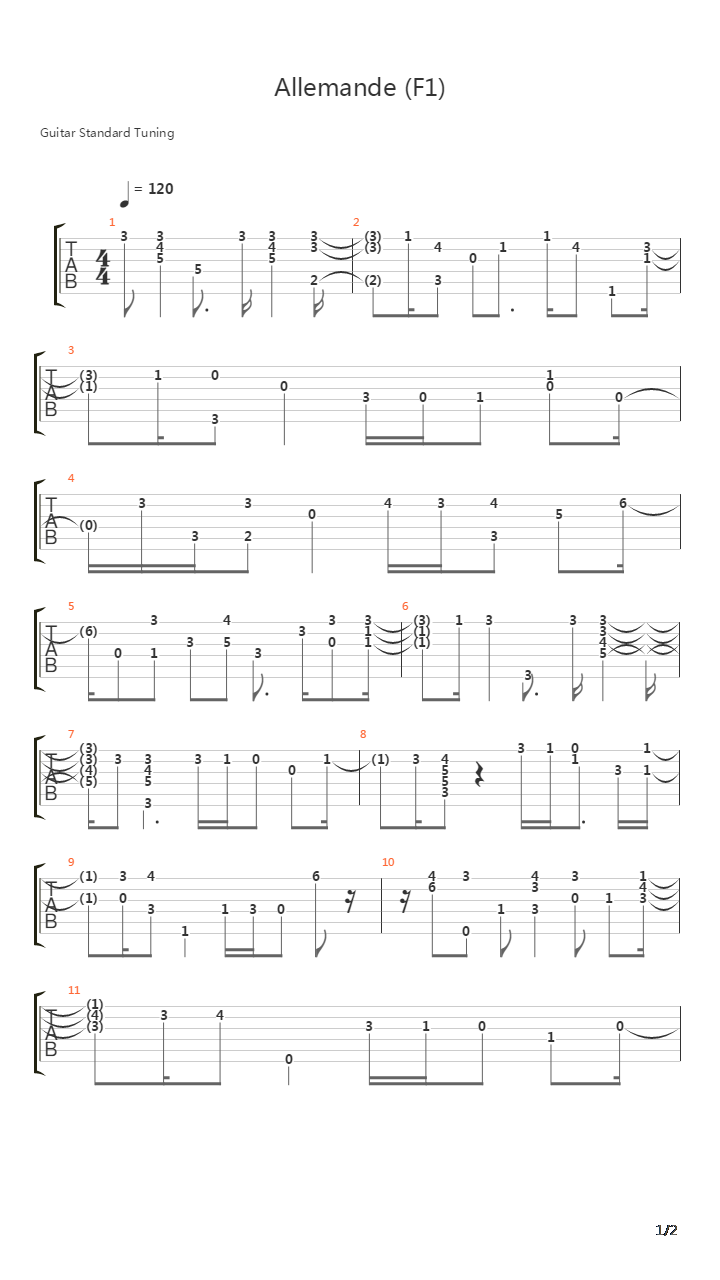 Allemande F1吉他谱