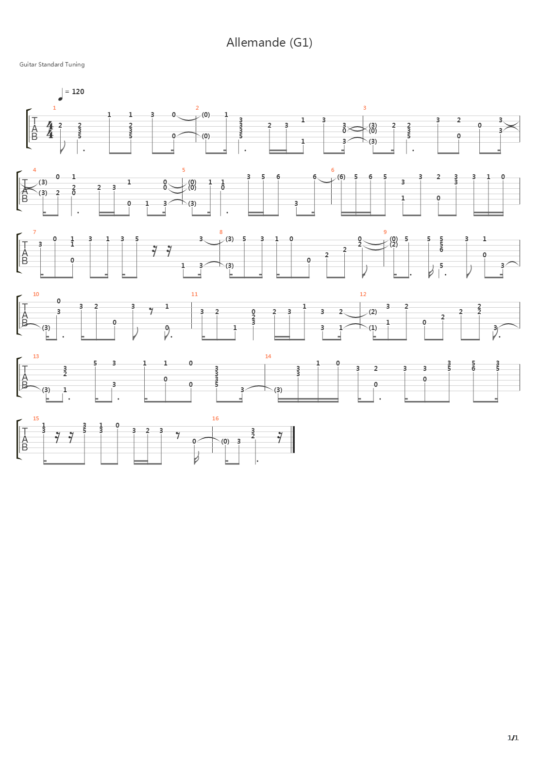 Allemande G1吉他谱