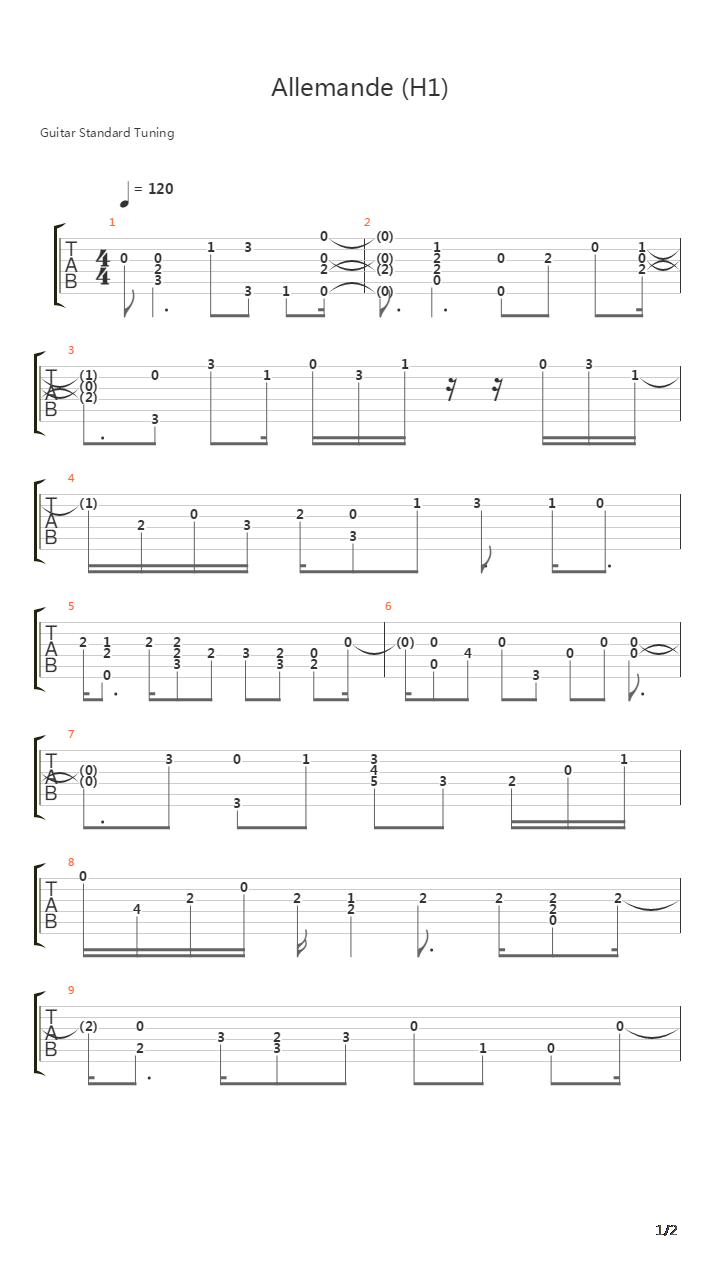 Allemande H1吉他谱