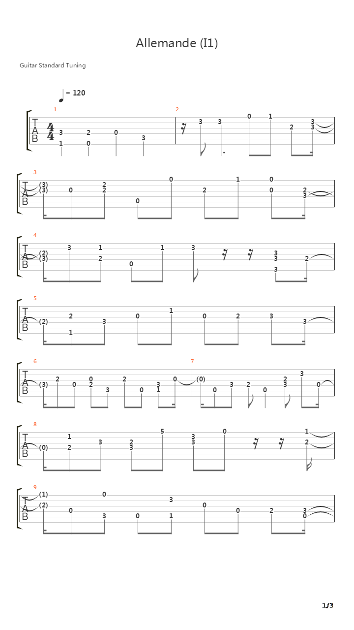 Allemande I1吉他谱