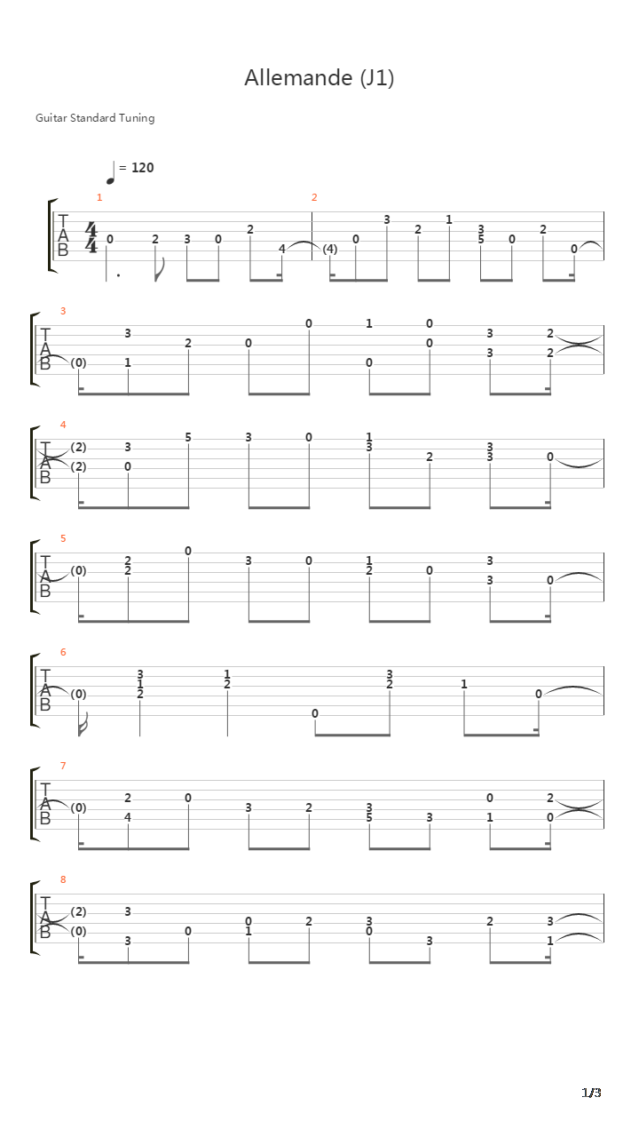 Allemande J1吉他谱