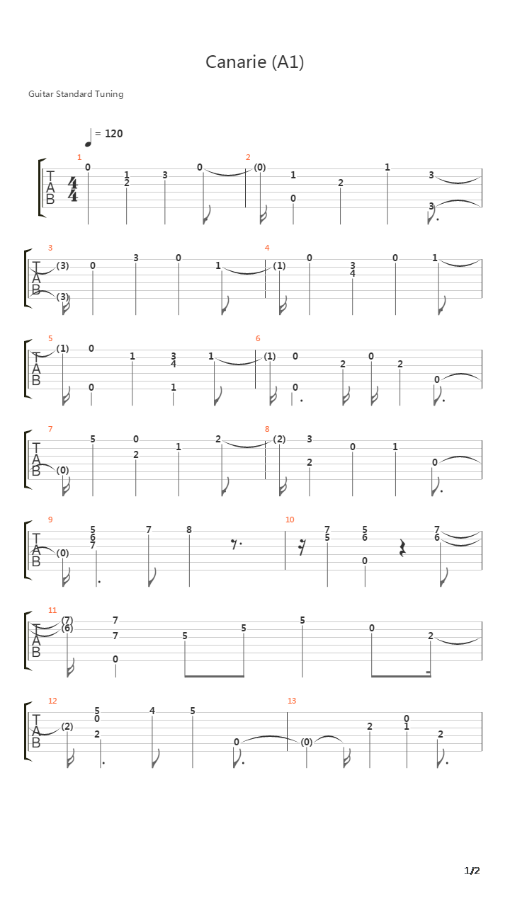 Canarie A1吉他谱