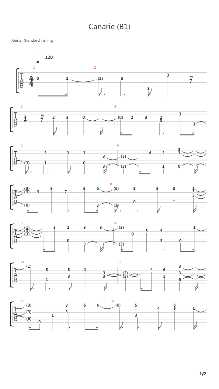 Canarie B1吉他谱