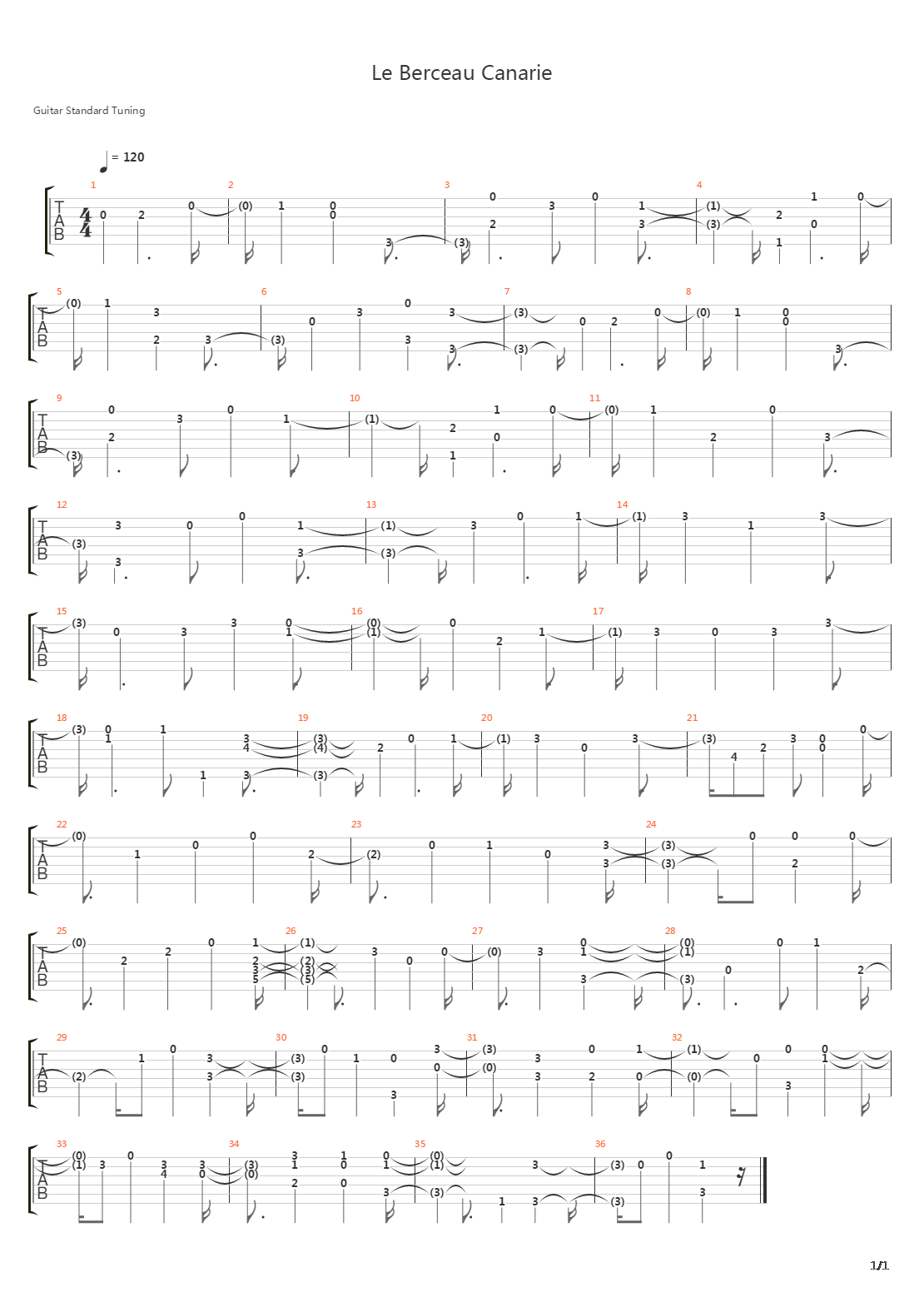 CanarieLe Berceau吉他谱