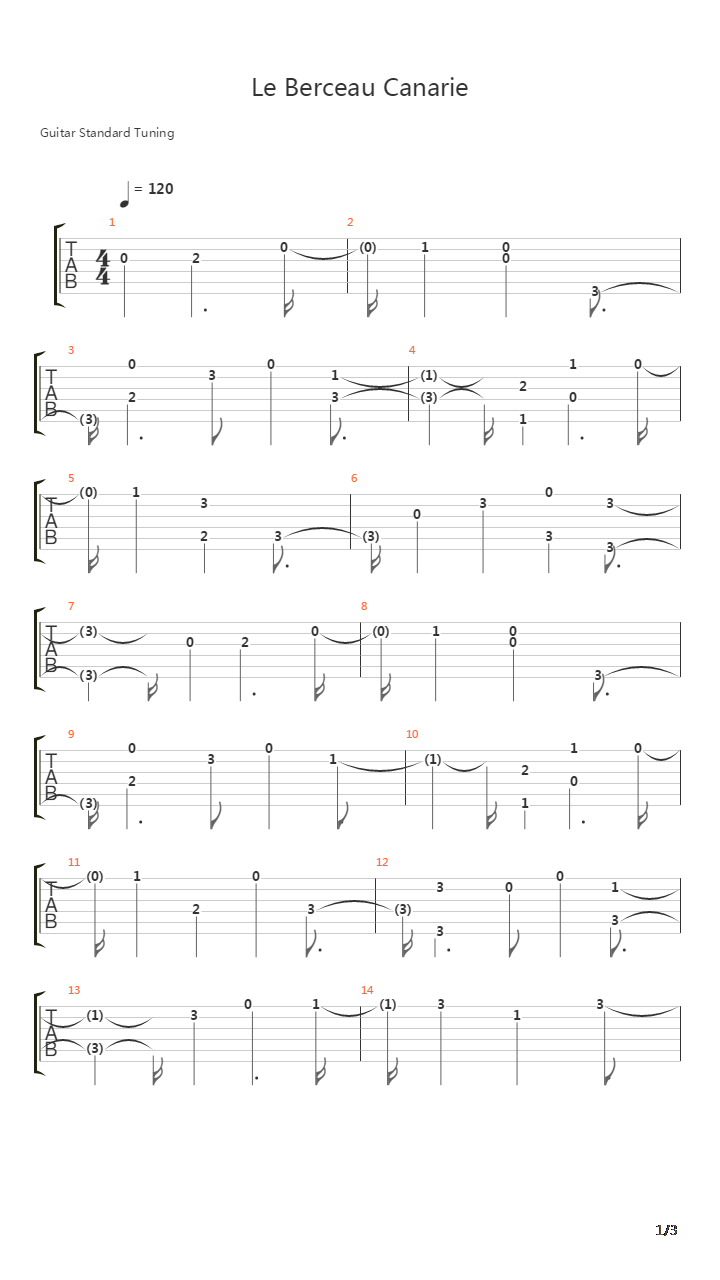 CanarieLe Berceau吉他谱