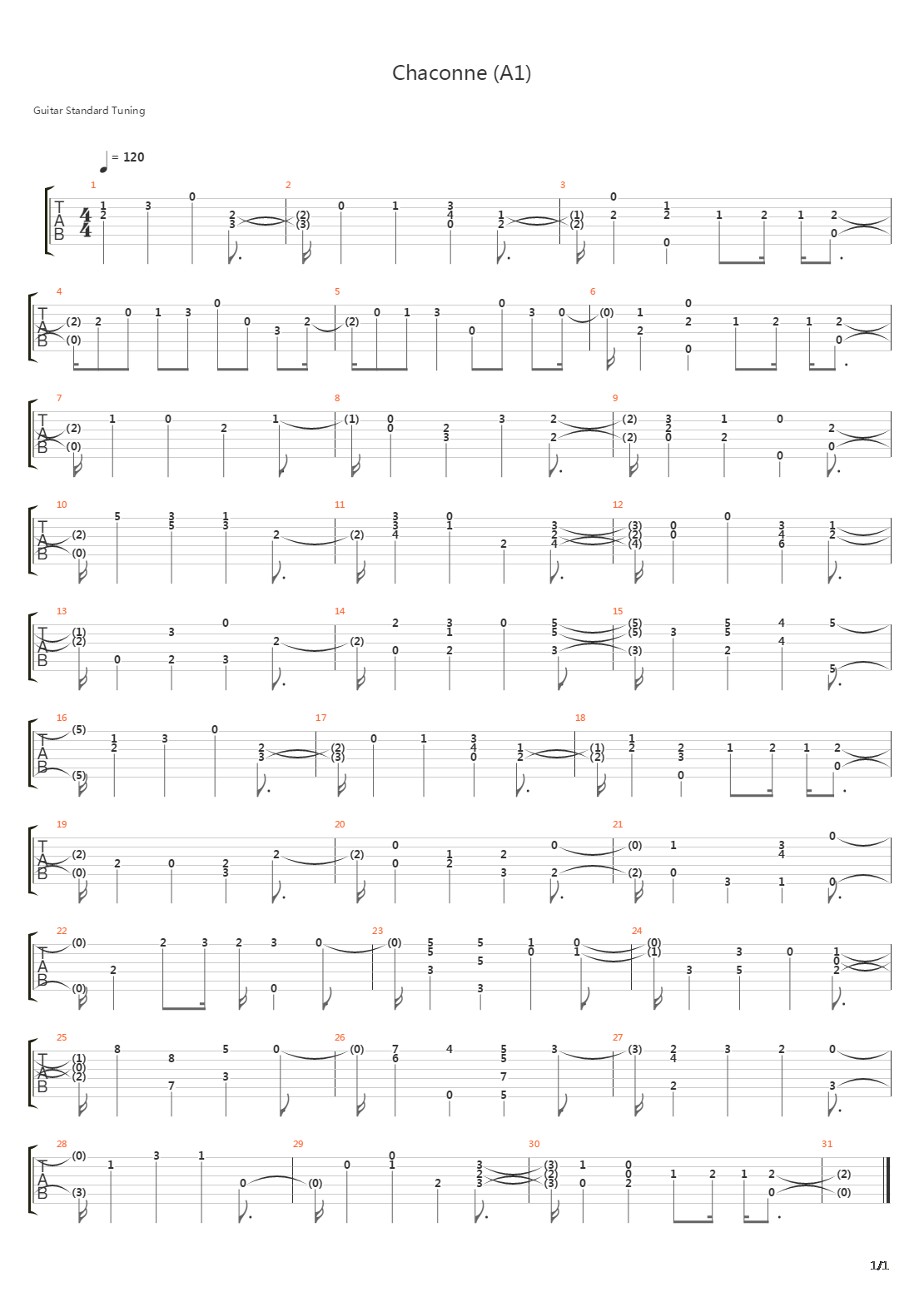 Chaconne A1吉他谱