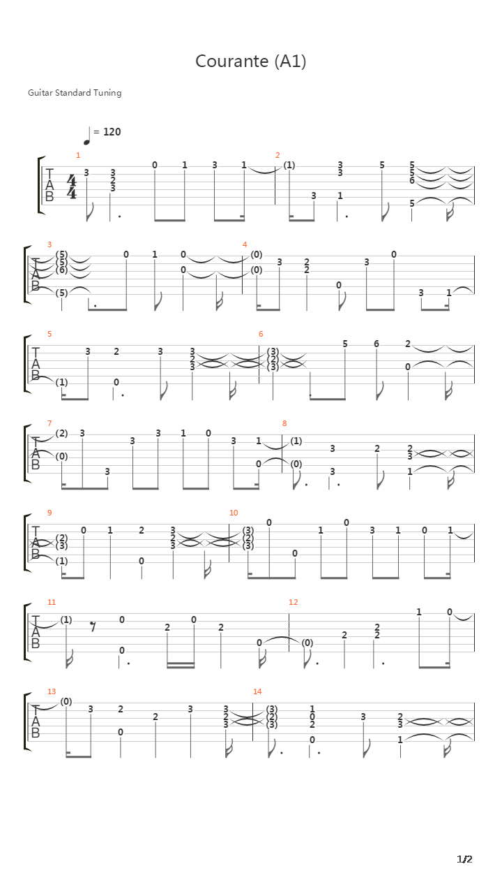 Courante A1吉他谱