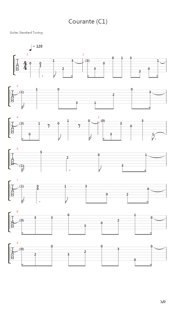 Courante C1吉他谱