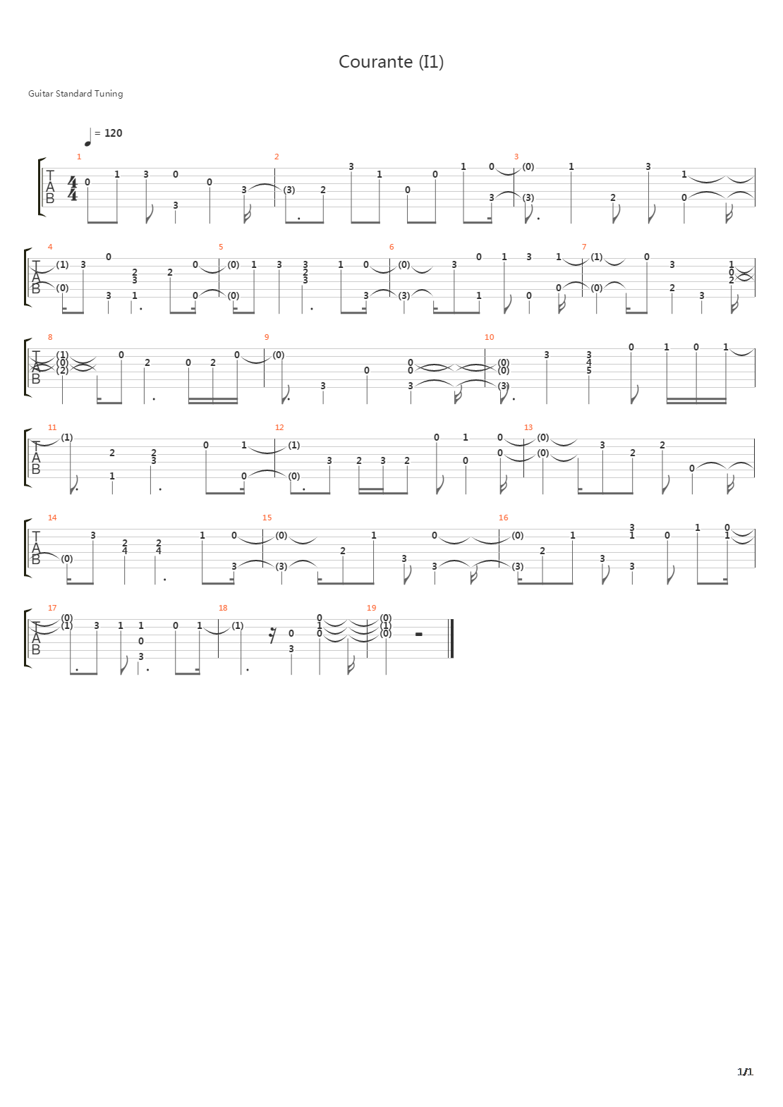 Courante I1吉他谱