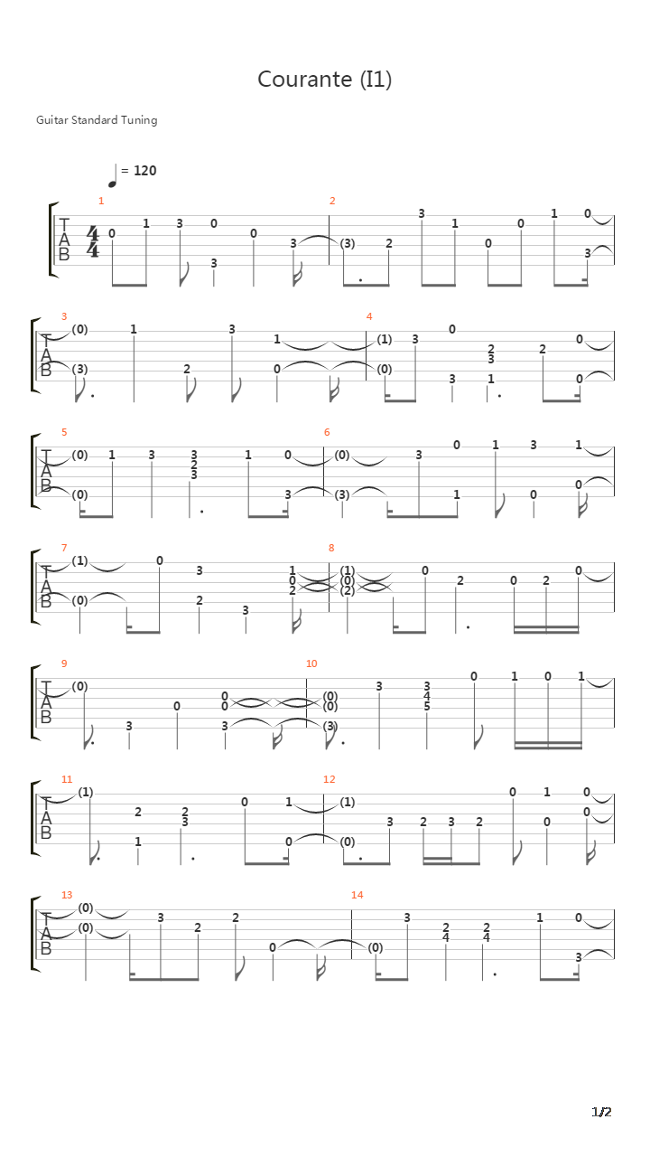 Courante I1吉他谱