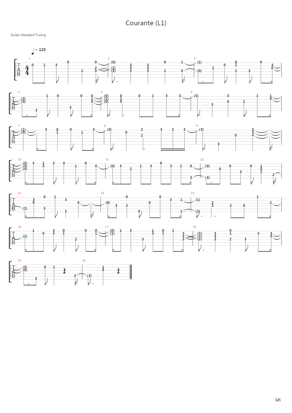 Courante L1吉他谱