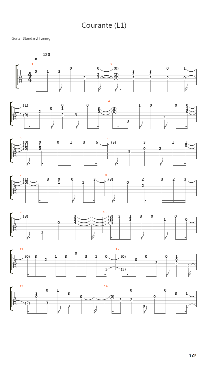 Courante L1吉他谱