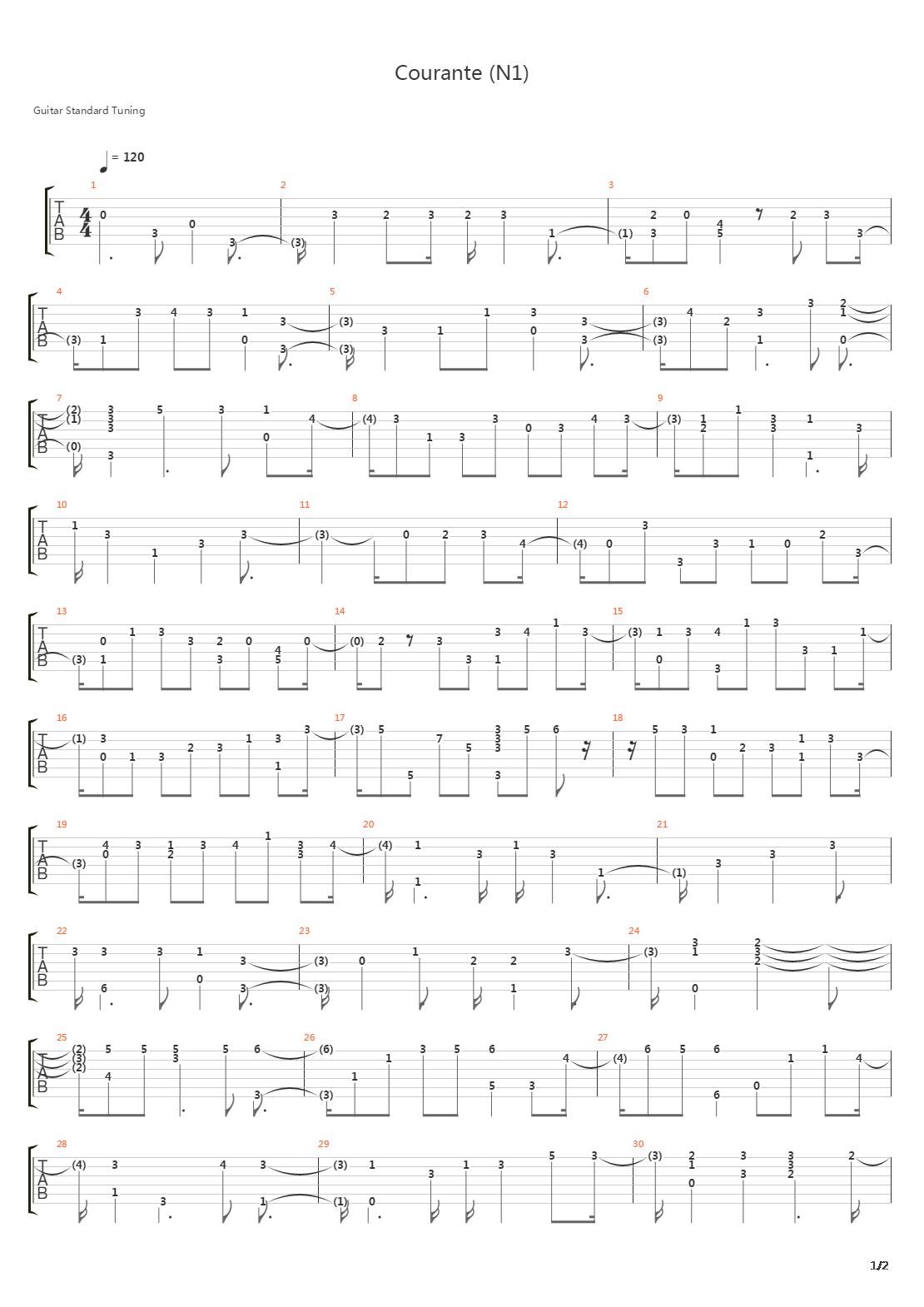 Courante N1吉他谱