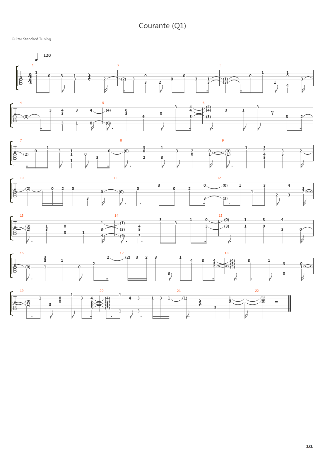 Courante Q1吉他谱