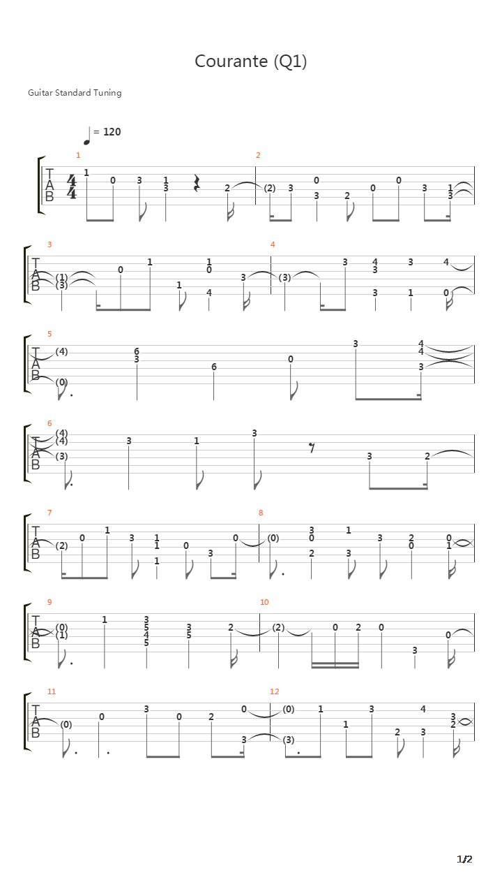 Courante Q1吉他谱