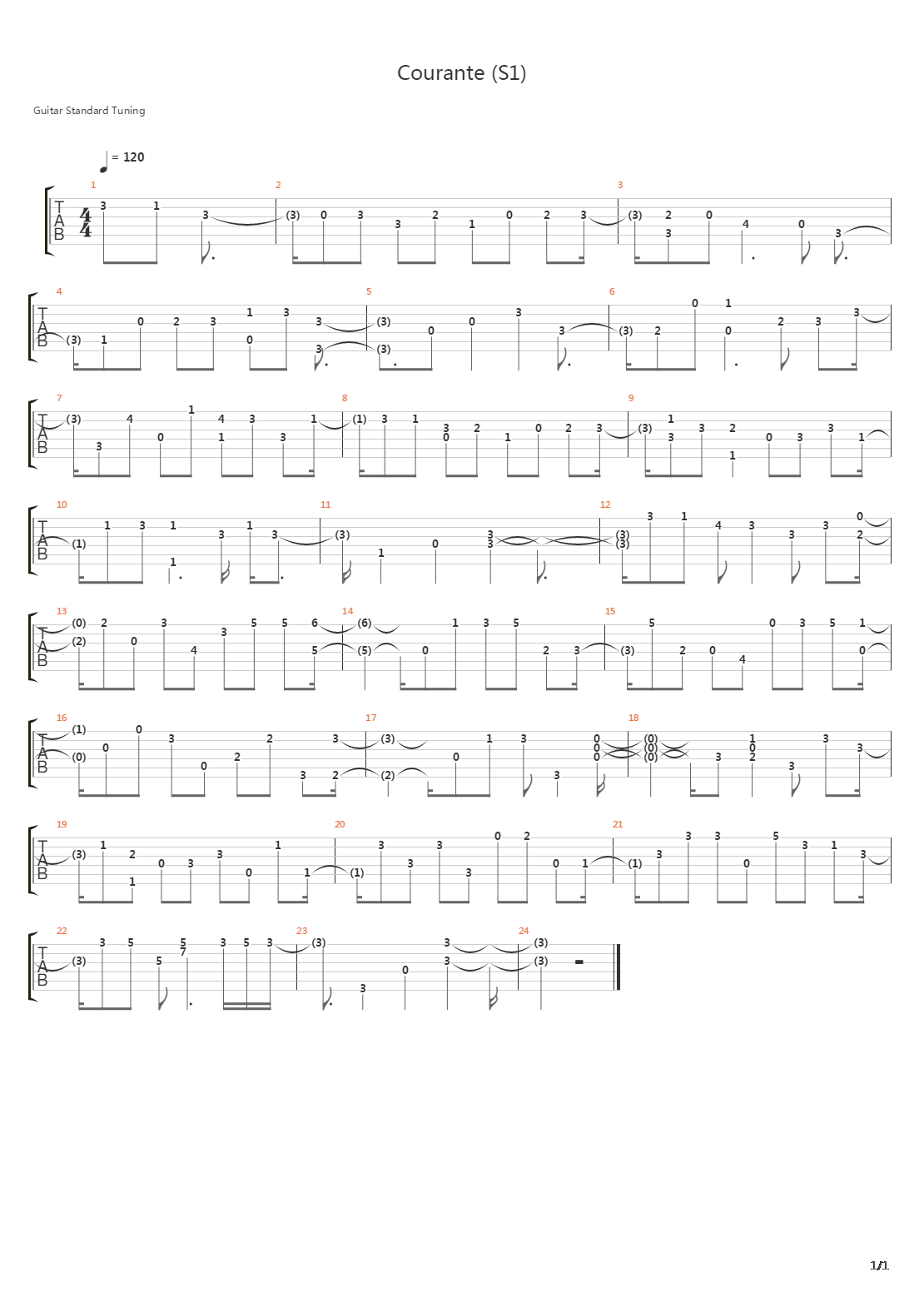 Courante S1吉他谱