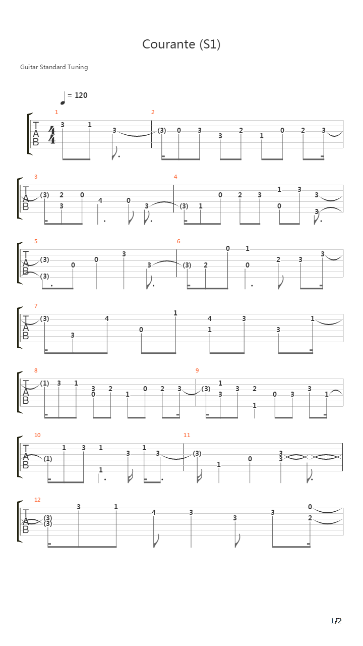 Courante S1吉他谱