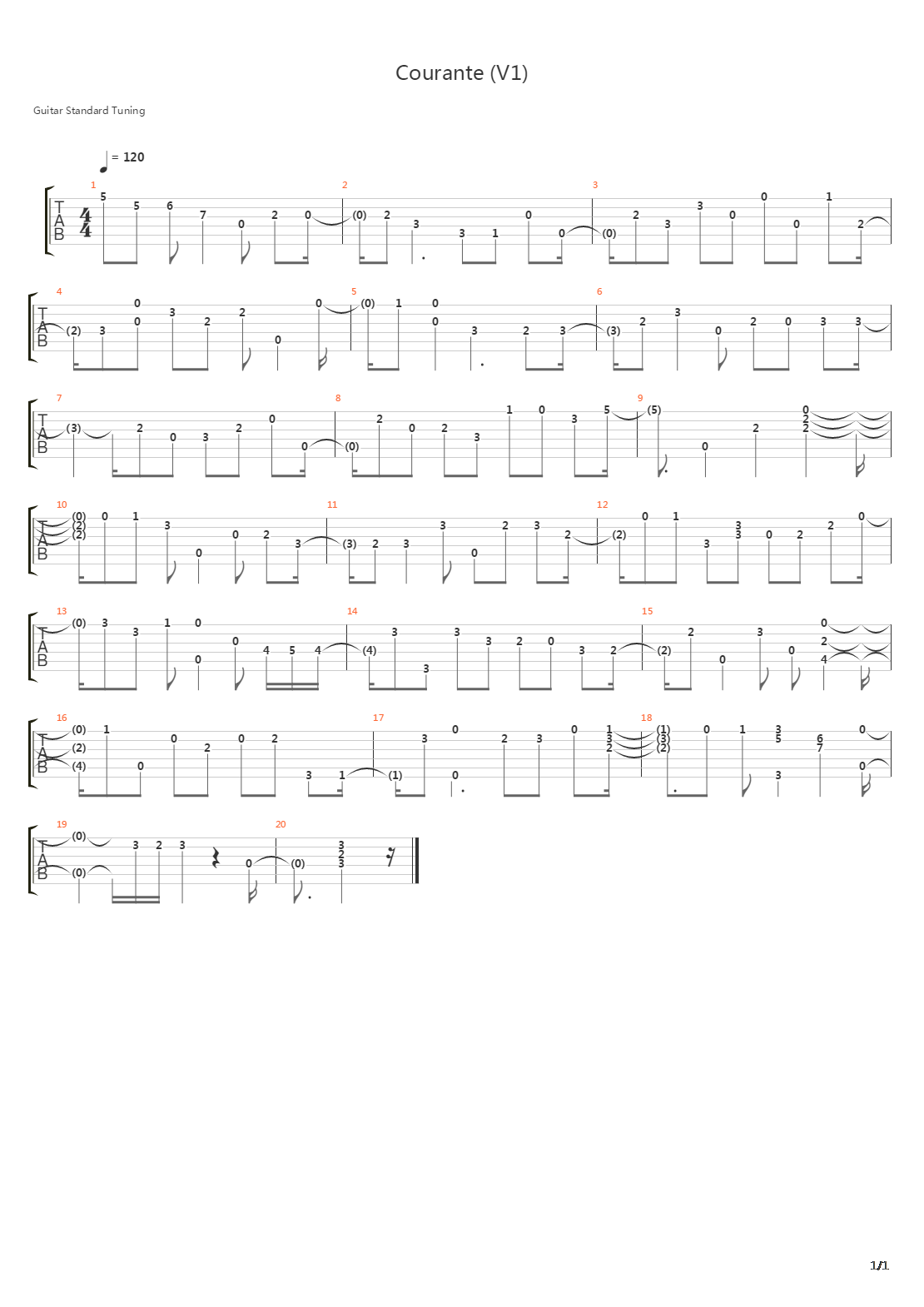 Courante V1吉他谱