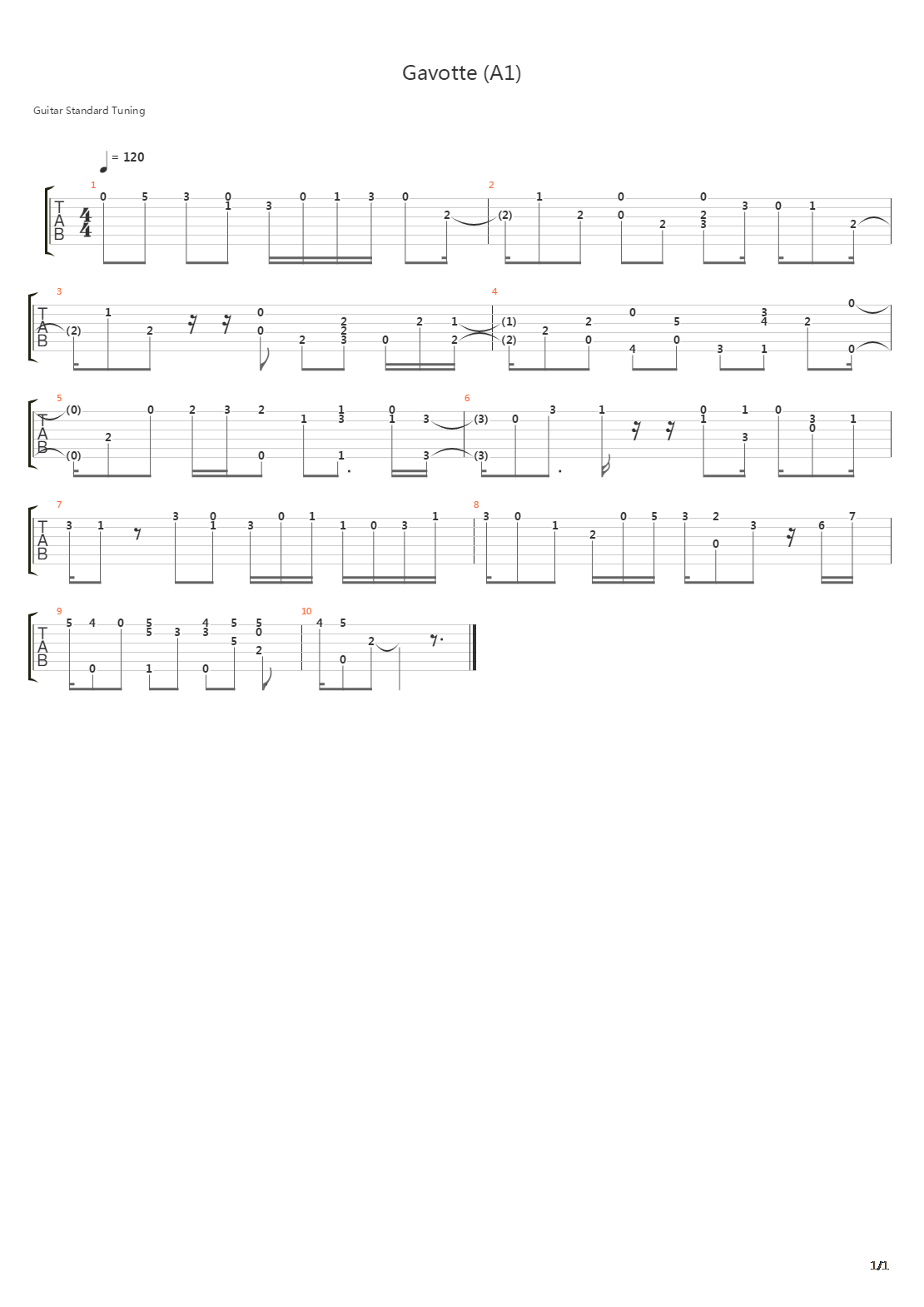 Gavotte A1吉他谱