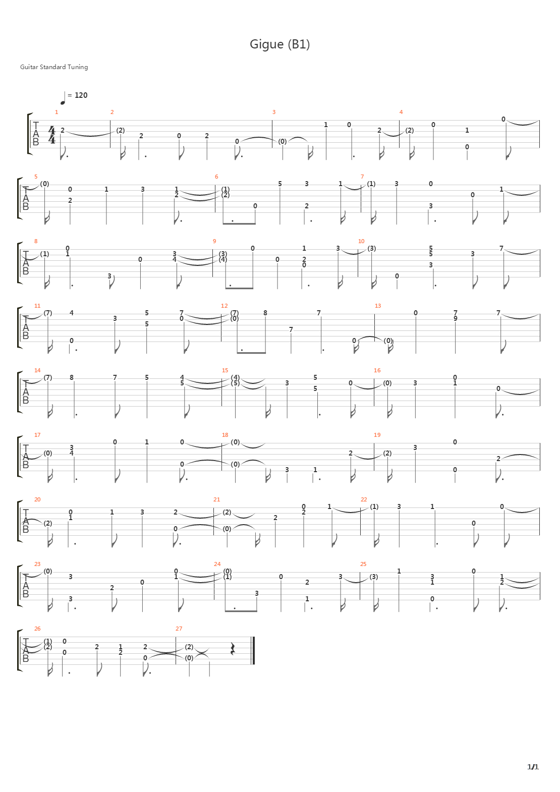 Gigue B1吉他谱