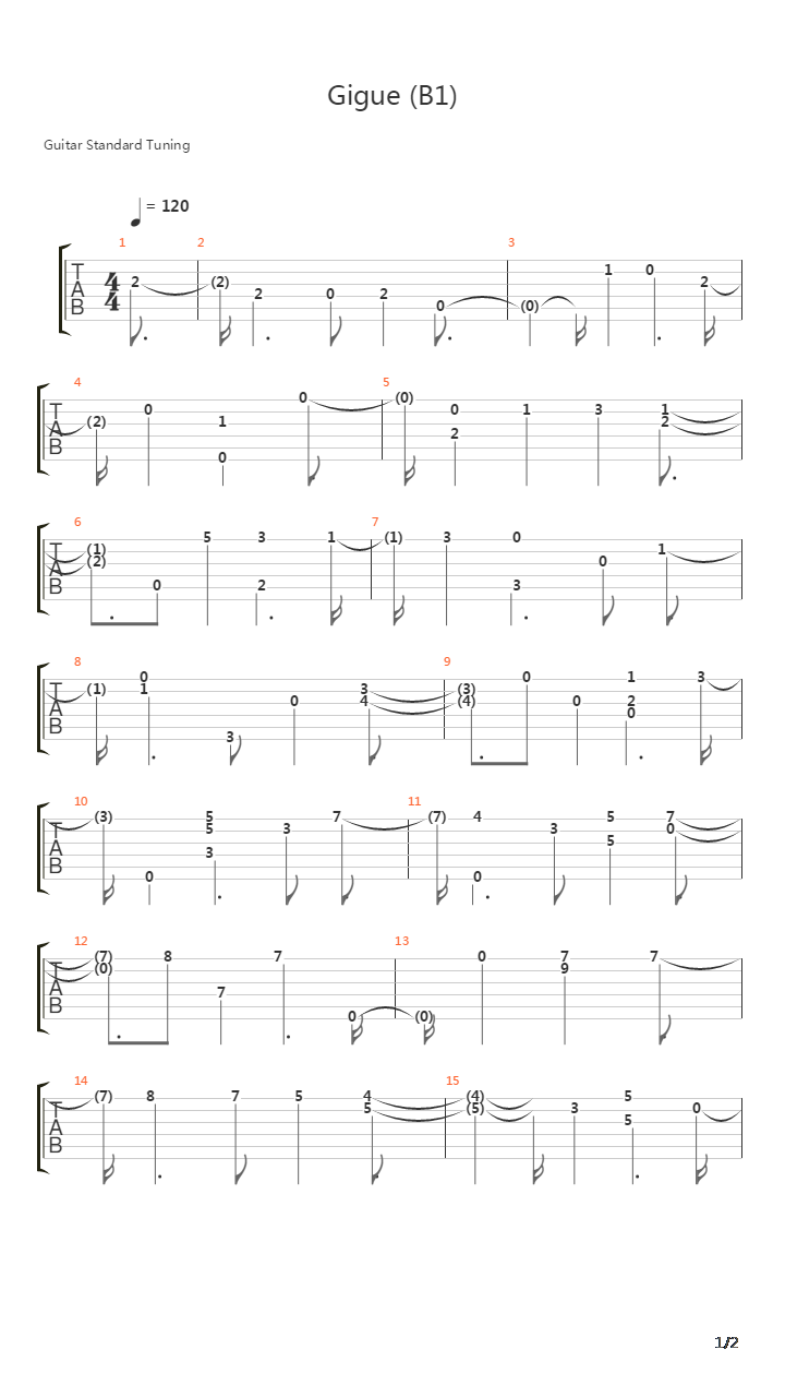 Gigue B1吉他谱