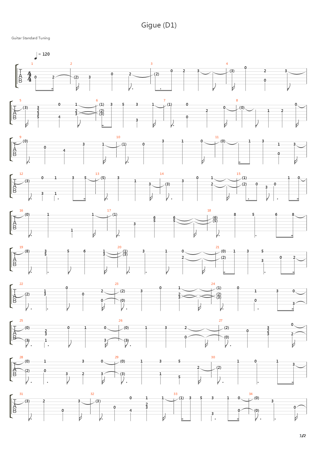 Gigue D1吉他谱