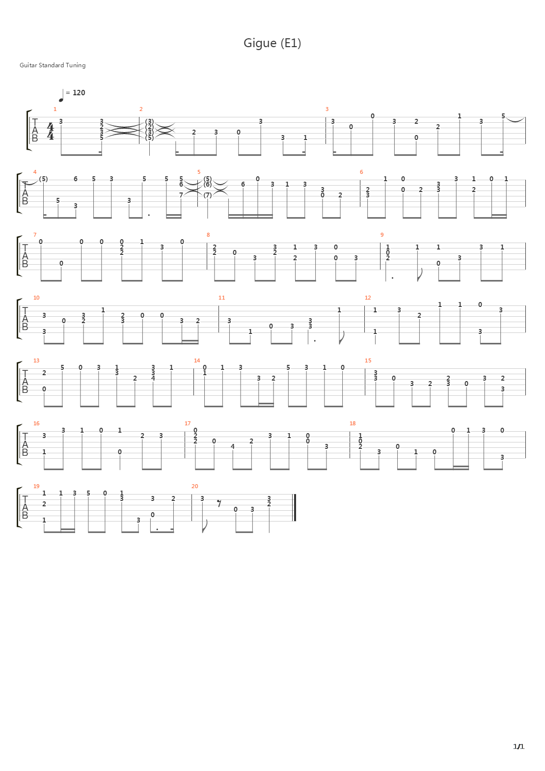 Gigue E1吉他谱