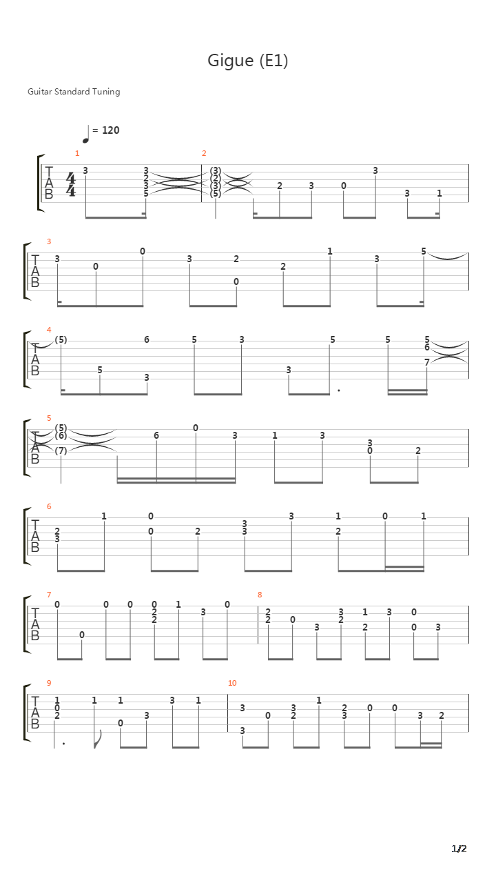 Gigue E1吉他谱