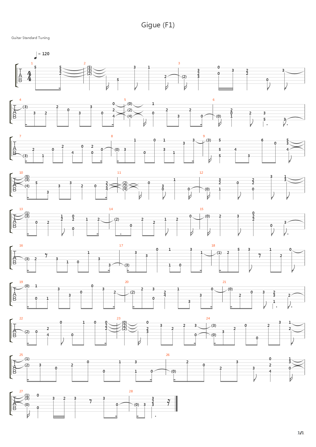 Gigue F1吉他谱