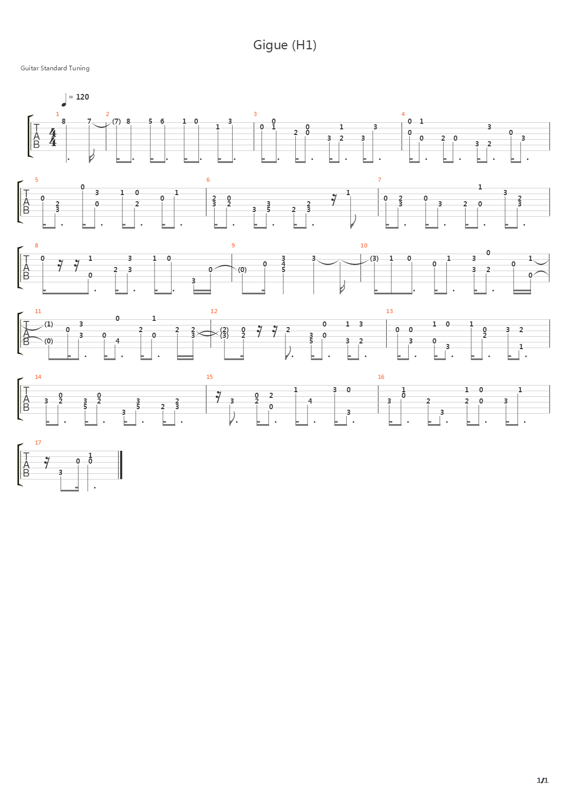 Gigue H1吉他谱