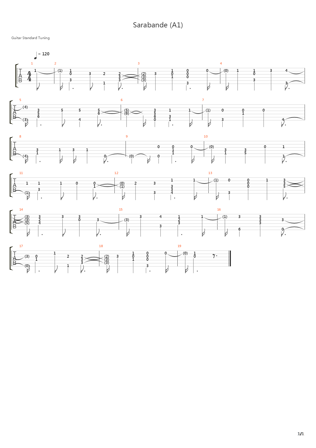 Sarabande A1吉他谱