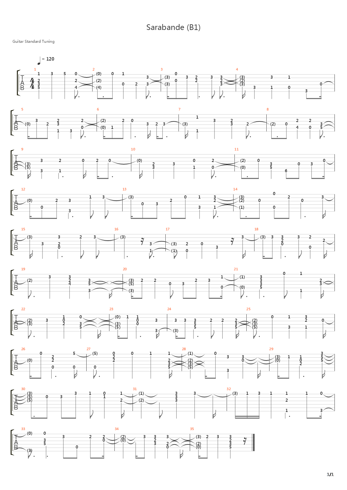 Sarabande B1吉他谱