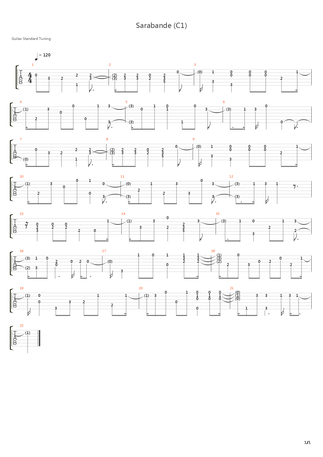 Sarabande C1吉他谱