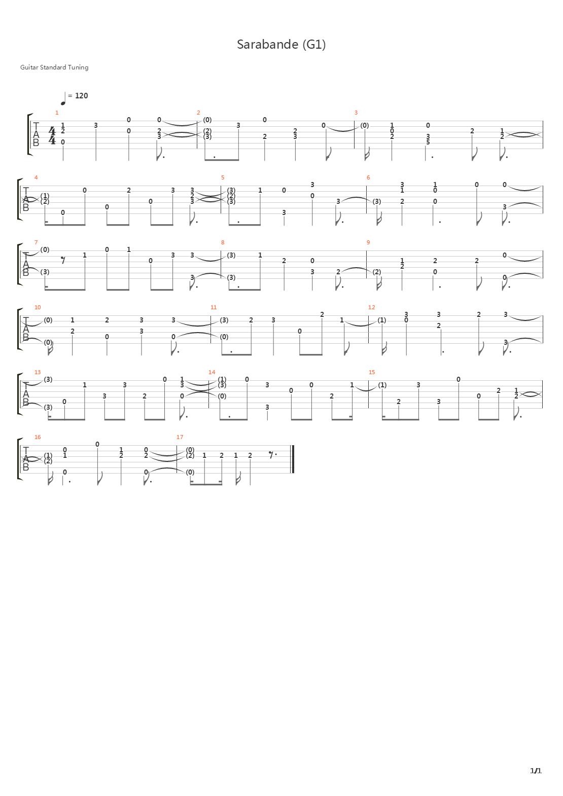 Sarabande G1吉他谱