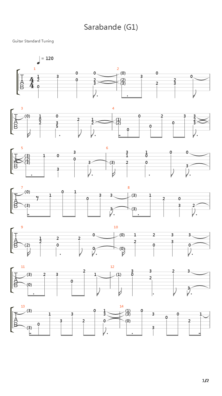 Sarabande G1吉他谱