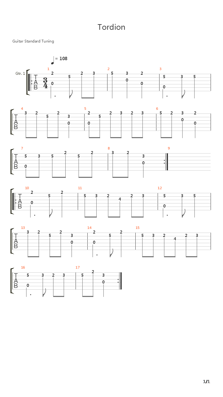 Tordion吉他谱